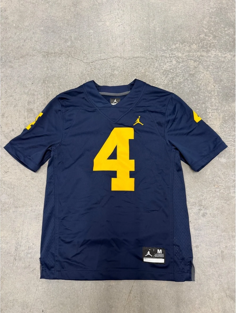 Nike Jordan Michigan Wolverines #4 Football Jersey Navy